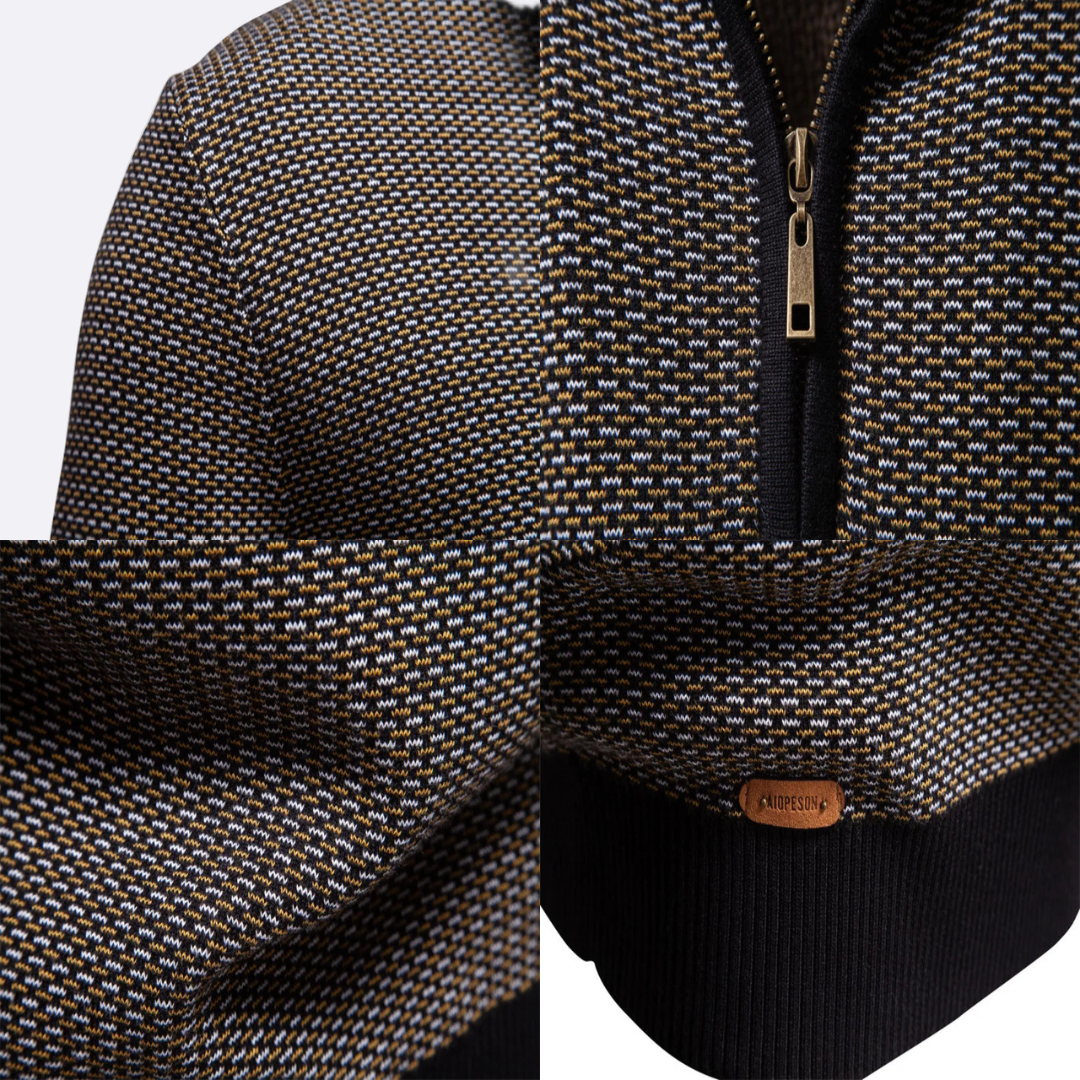 Men's pullover with a zipper stand-up collar