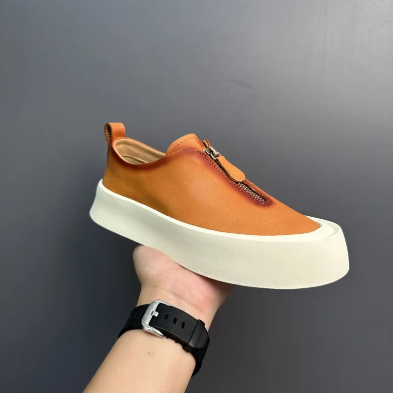 Men's retro loafers made of genuine leather