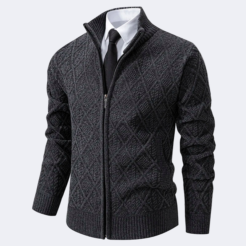 Men's fashionable cardigan with fleece lining