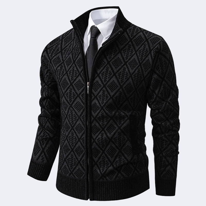 Men's fashionable cardigan with fleece lining