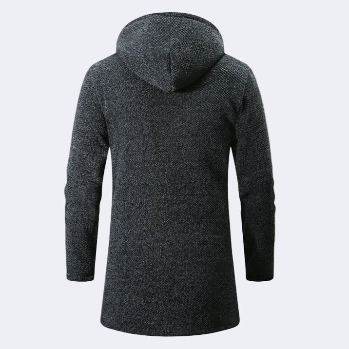 Men's cardigan with a hood