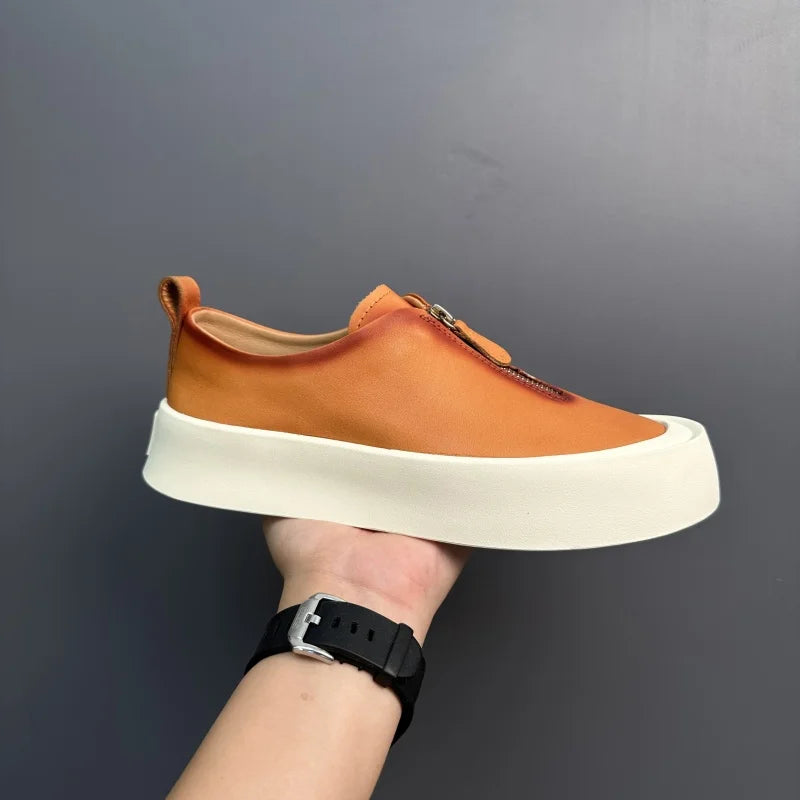 Men's retro loafers made of genuine leather