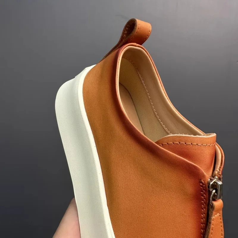 Men's retro loafers made of genuine leather