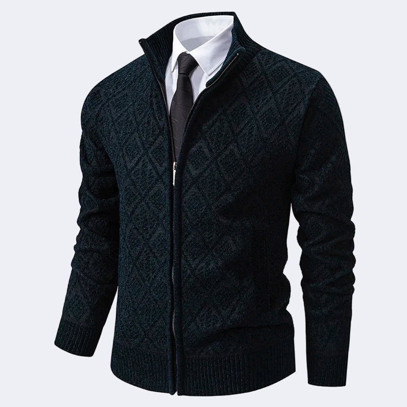 Men's fashionable cardigan with fleece lining