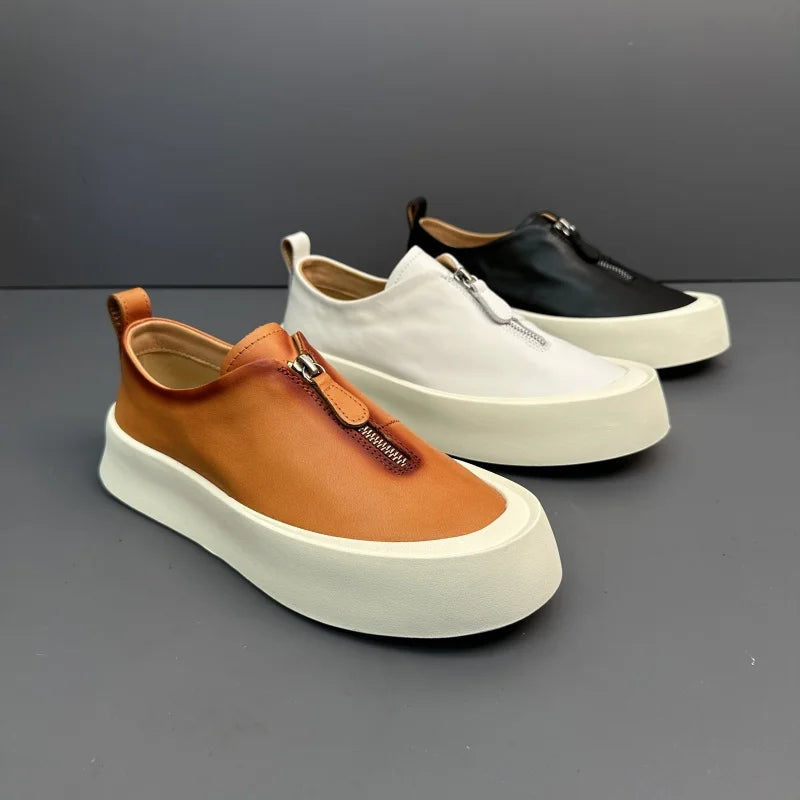 Men's retro loafers made of genuine leather