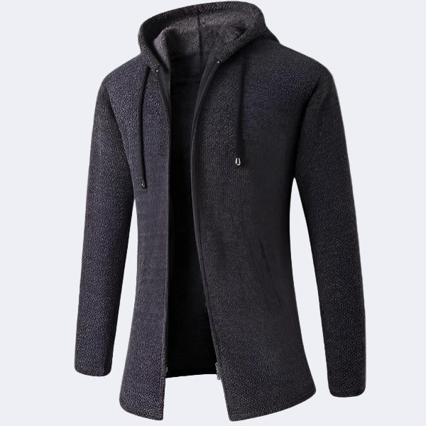 Men's cardigan with a hood
