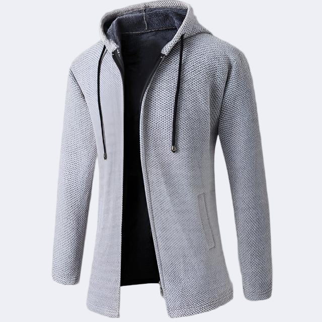 Men's cardigan with a hood