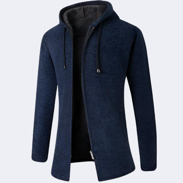 Men's cardigan with a hood