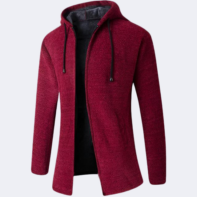 Men's cardigan with a hood