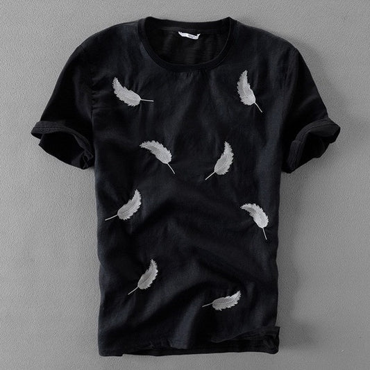 FEATHERS EMBROIDERY T-SHIRT