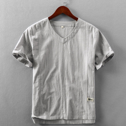 Linen shirt with short sleeves