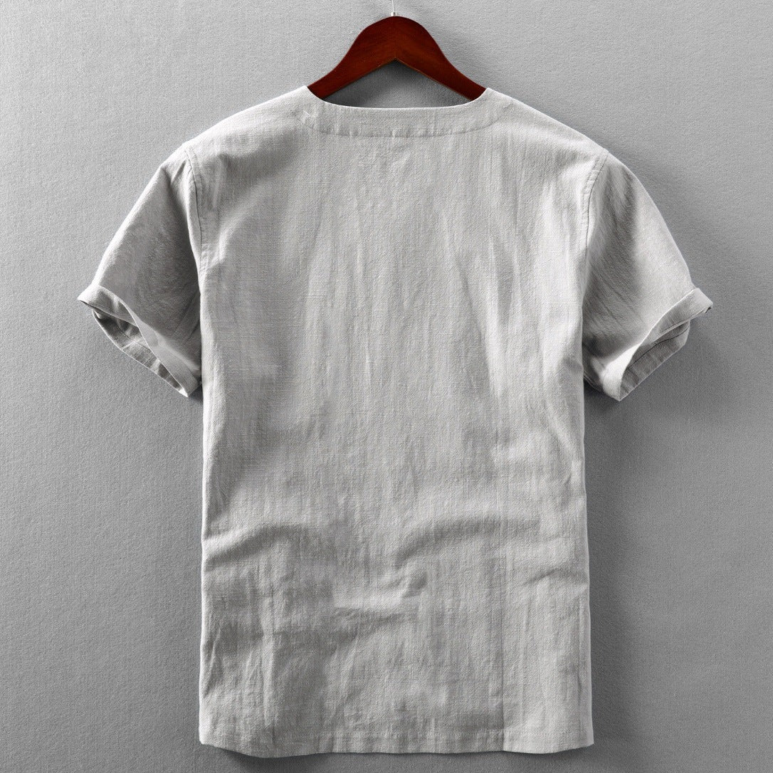 Linen shirt with short sleeves