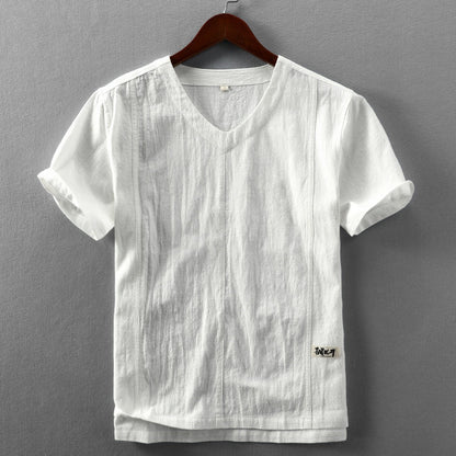 Linen shirt with short sleeves