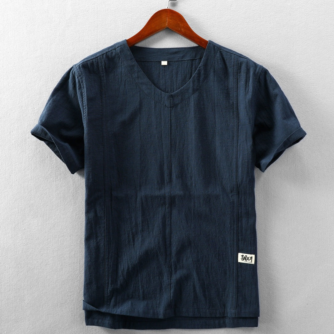 Linen shirt with short sleeves