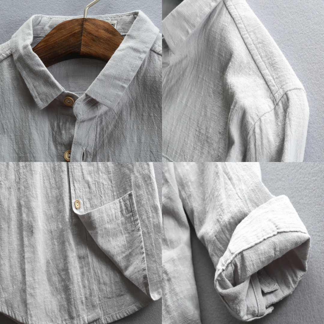 Linen shirt with three-quarter sleeve