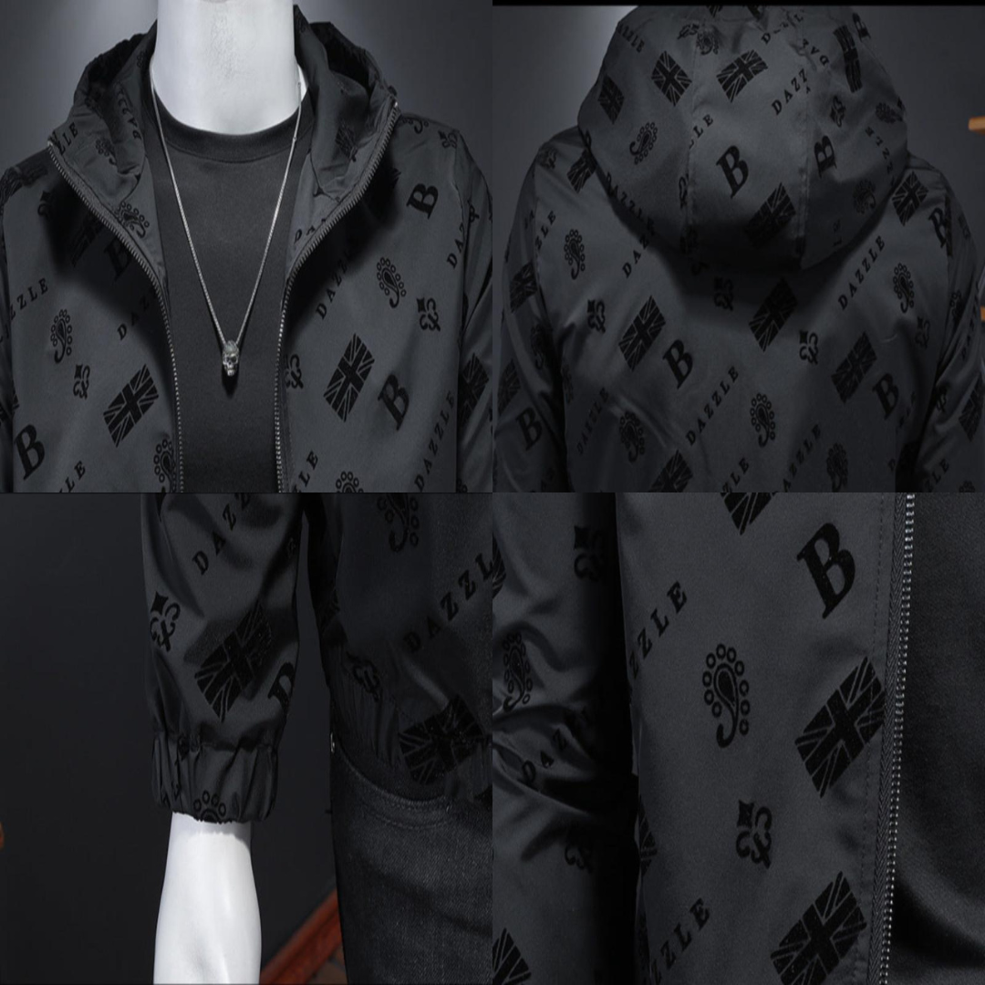 Designer bomber jacket with hood