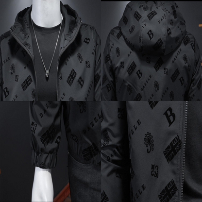 Designer bomber jacket with hood