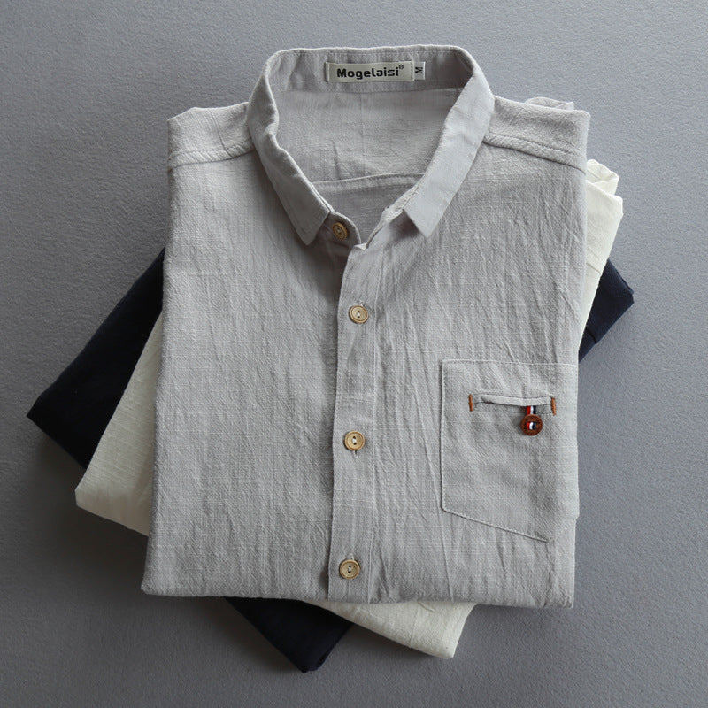 Linen shirt with three-quarter sleeve