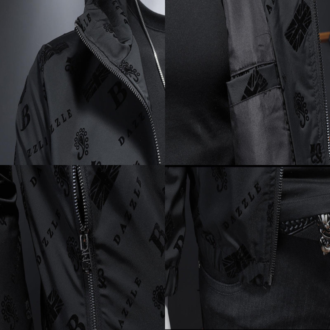 Designer bomber jacket with hood