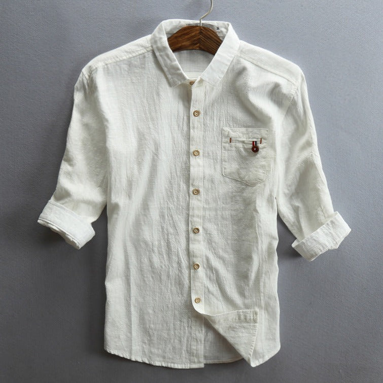 Linen shirt with three-quarter sleeve