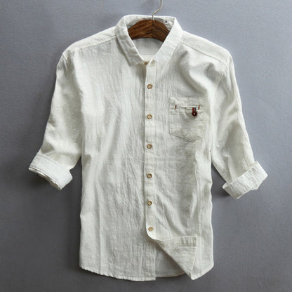 Linen shirt with three-quarter sleeve