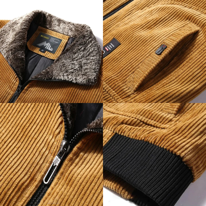 Stylish insulated corduroy jacket.