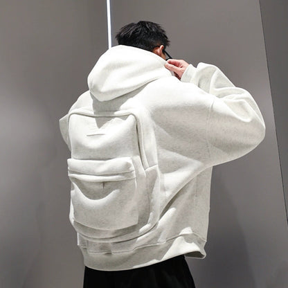 Designer hoodie with a backpack on the back