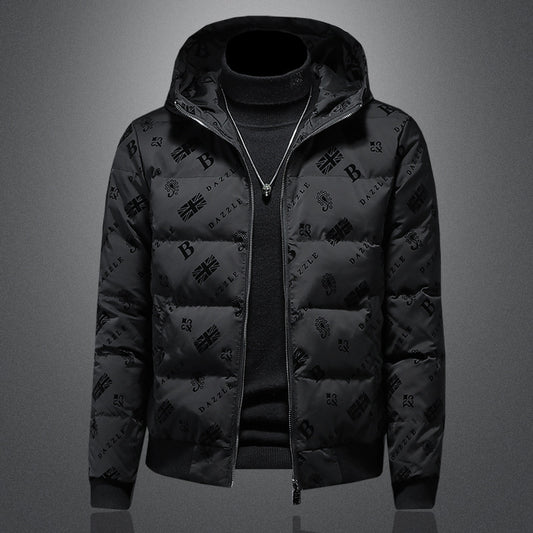 Designer insulated jacket with hood