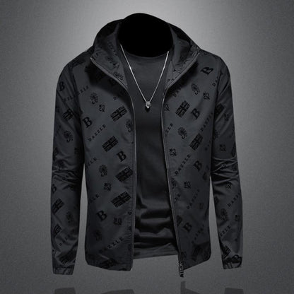 Designer bomber jacket with hood