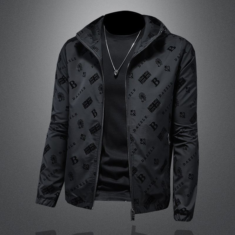 Designer bomber jacket with hood