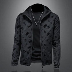 Designer bomber jacket with hood