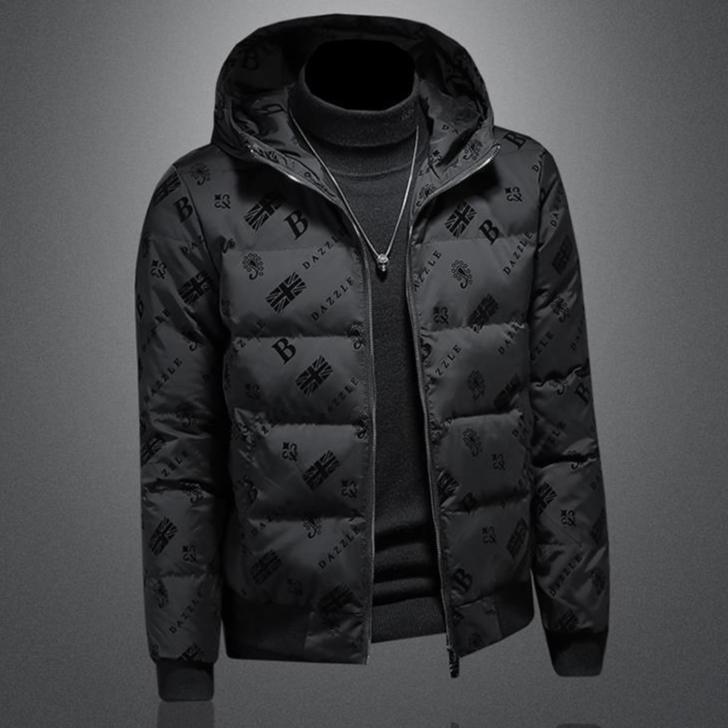 Designer insulated jacket with hood