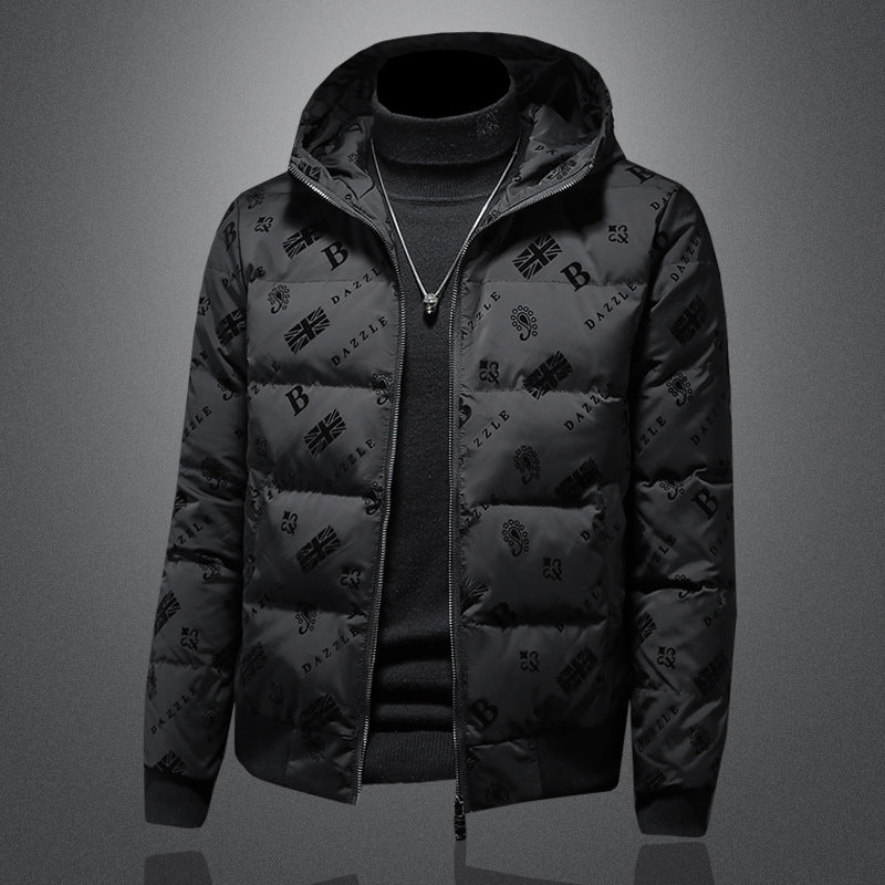 Designer insulated jacket with hood