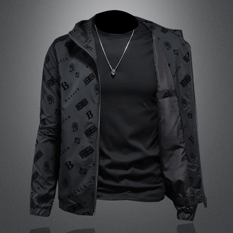 Designer bomber jacket with hood