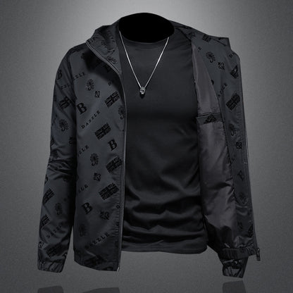 Designer bomber jacket with hood