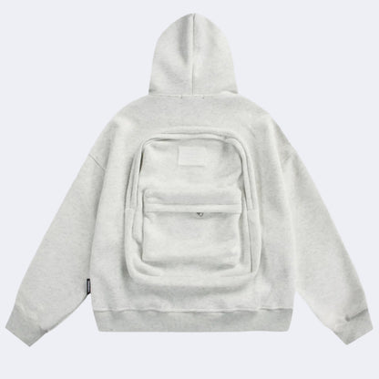 Designer hoodie with a backpack on the back