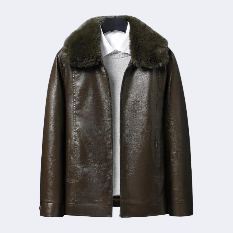 Men's insulated jacket with fur Collar
