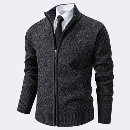 Men's fashionable cardigan with fleece lining