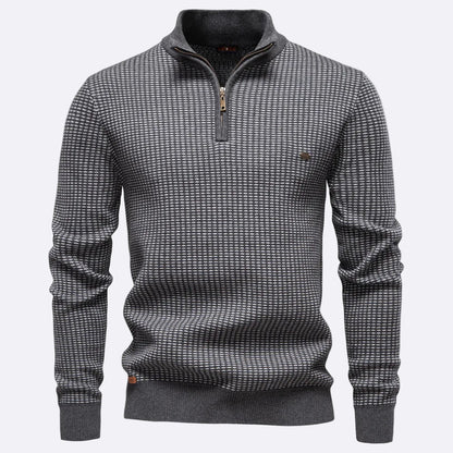Men's pullover with a zipper stand-up collar