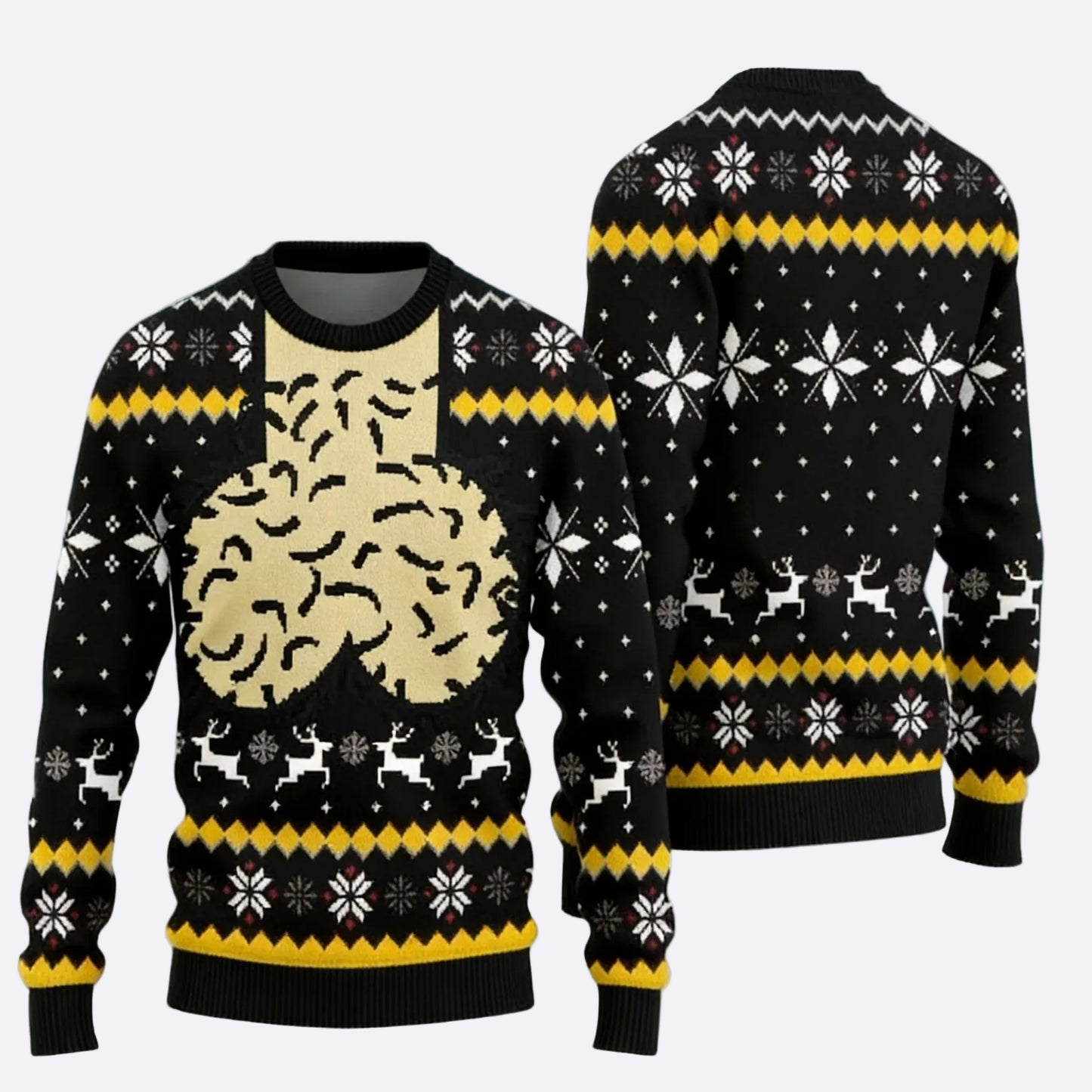 A creative and stylish sweater for a festive party.