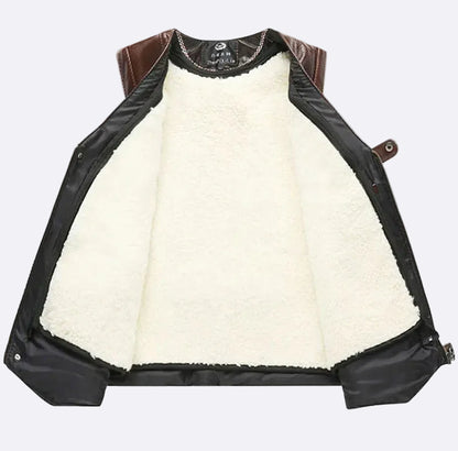 Men's warm vest made of genuine leather