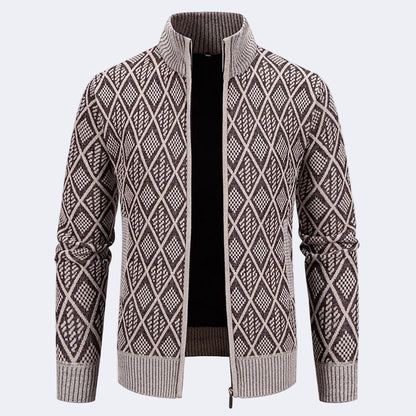 Men's fashionable cardigan with fleece lining