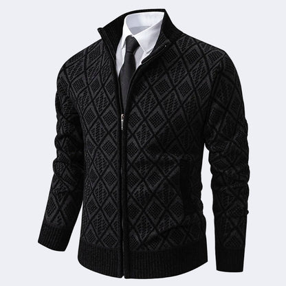 Men's fashionable cardigan with fleece lining
