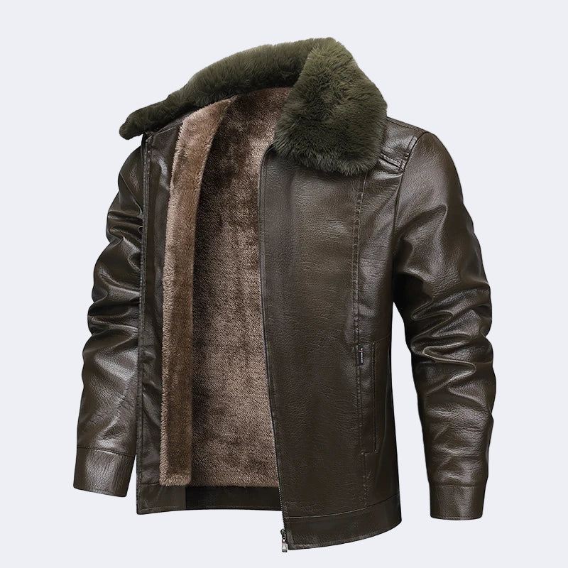 Men's insulated jacket with fur Collar