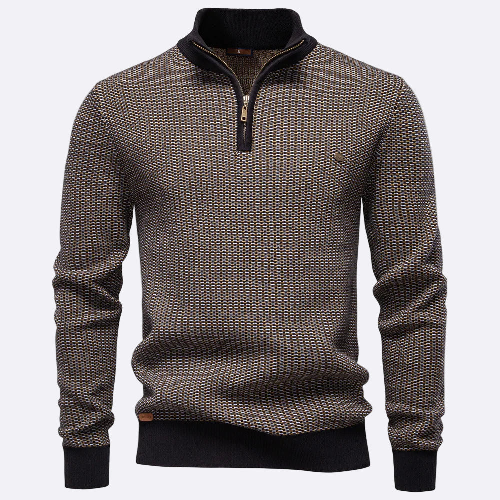 Men's pullover with a zipper stand-up collar