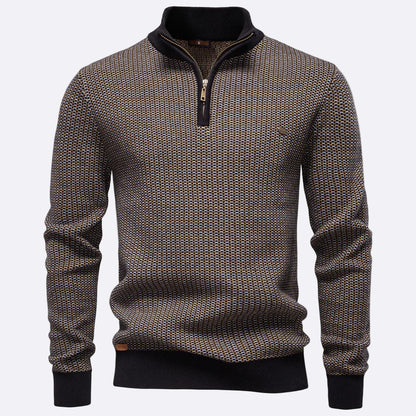 Men's pullover with a zipper stand-up collar