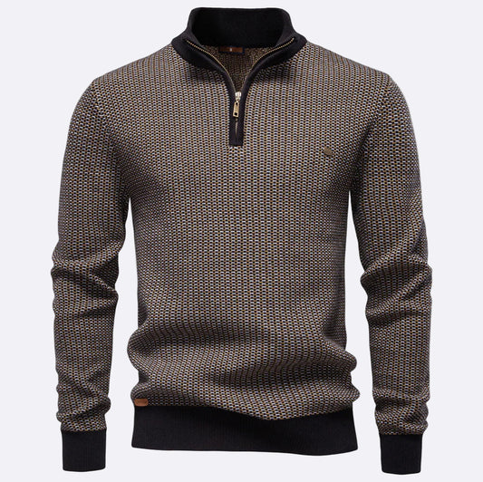 Men's pullover with a zipper stand-up collar