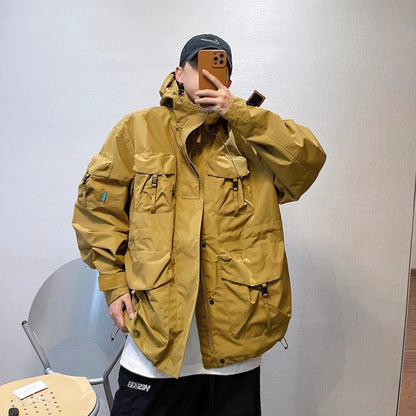 Men's cargo jacket with hood