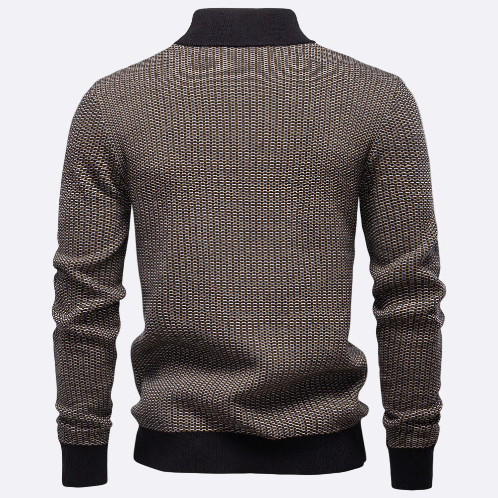 Men's pullover with a zipper stand-up collar