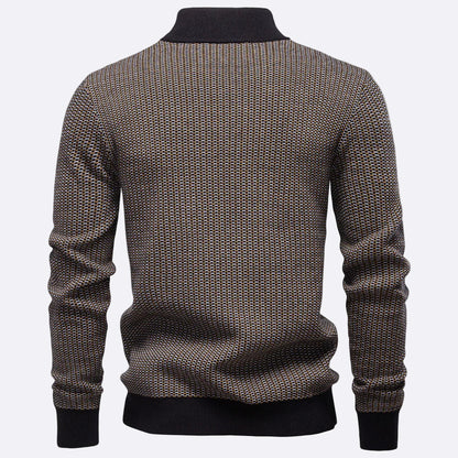 Men's pullover with a zipper stand-up collar